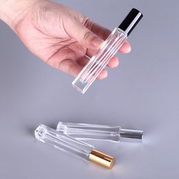 High-grade Fine Mist Glass Spray Bottle 10ML for Perfume Wholesale Clear Perfume Container Square Shape 3 Colours Cap