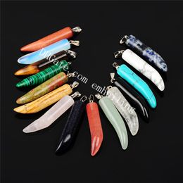 10Pcs Mixed Random Color Horn Ivory Shape Semi Precious Gemstone Quartz Crystal Jasper Agate Charms Pendant Design Your Own Healing Jewelry