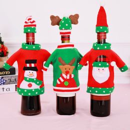 Christmas Red Wine Bottle Covers Bags Snowman Santa Claus Reindeer Ornaments
