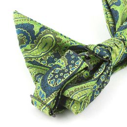 TAGERWILEN Green Paisley Big bowtie Groom BowTie Black Tuxedo Bow tie Pretied bow tie Wedding men Grooms bowtie269G