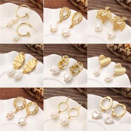 Bohemian Mix Designs Irregular Freshwater Pearl Dangle Earrings For Women Brincos Geometric Drop Earring Wedding Party Jewellery Mothers Gift