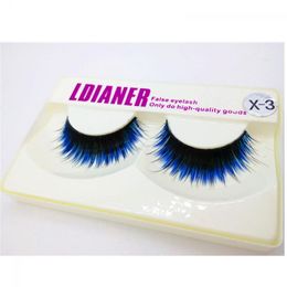 1pair Beauty Fashion Long Blue Black False Eyelashes Beautiful Makeup Eye Lashes Tools