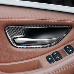 Carbon Fiber Car Interior Door Handle Cover Trim Door Bowl Stickers decoration for BMW F10 5 Series 2011-2017 accessories