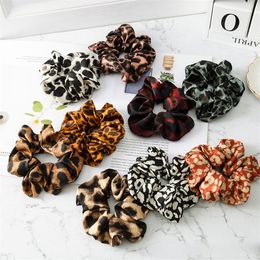 9 Colors Girl hair bows Leopard Color Cloth Elastic Ring hair accessories Ponytail Holder hairband Rubber Band Scrunchies