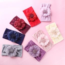 Cute Infants Newborn Headbands Super Soft Nylon Baby Headband Princess camellia Hair Accessories Breathable Wholesale Boutique Quality