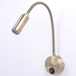 Topoch Bronze Gooseneck Reading Light LED Lamps 3W AC100-240V Flexible Wall Sconce Focused Beam Eye-Caring for Work Study Easy Hook Up