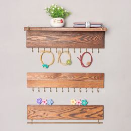 6 Styles Wooden Wall Mounted Organizer Display Jewelry Hook Holder For Necklace Earrings Ring Scarf Hangers Jewellery Rack M1357