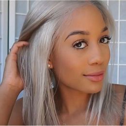 Wig Girls with Short Hair Wig Straight Wave Silver-Gray Bobo Head Wigs Wholesale