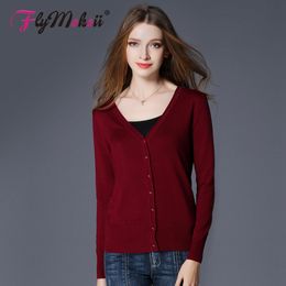 Lady Coat Tops Autumn Shrugs Crochet Knitted Sweater Long Sleeve V-Neck Jumper Solid Colour Loose Size Casual Woman Cardigan