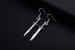 20Pair/lot Silver Plated Trendy Vintage Knife charms Shape Dangle Earrings for Women Retro Drop Earrings Jewellery Party Gifts new