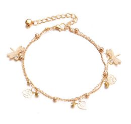 2019 trendy dragonfly Anklet bracelet on the leg for women fashion chian on foot girl Beach ankle Bracelets jewelry DY