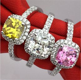 Three colors Lady's S925 Sterling Silver 5a CZ Crystal Stone Wedding Rings Finger Designer-inspired Size 5,6,7,8,9,10