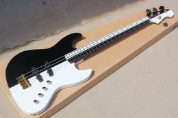 21 fret guitar Canada - Factory Direct White and Black Electric Bass Guitar with Gold Hardwares,Maple Fretboard,4 Strings,21 Frets,can be customized.