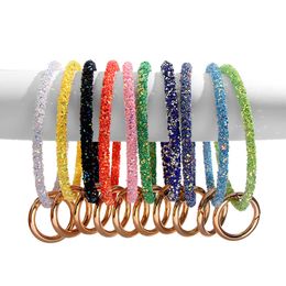 Crystal Glitter Bracelets Bangles Hands Ring Round Key Chains Car Key Holder For Women Circle Girls Bag Charm Jewellery Gift with OPP Bag