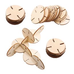 Wood Puzzle Toys Motor Skills Toy Unfinished Round Wooden Chips No Hole Wood Patch Kids Educational Toy Arts and Crafts