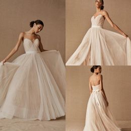 2020 BHLDN Wedding Dresses A Line Tulle Sweetheart Floor Length Cheap Bohemian Boho Wedding Dress Custom Made Plus Size Robes De Mariée