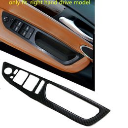 RHD Carbon Fiber Door Armrest Window Switch Cover Trim for BMW X5 E70 2007-2013
