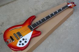 Factory Custom Sunburst 4 Strings Electric Bass Guitar with White Pickguard,Rosewood Fingerboard,Offer Customized