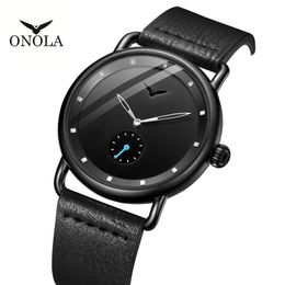 cwp ONOLA Stainless steel simple watch 2021 Genuine leather classy Wrist men fashion casual waterproof relogio masculino261T
