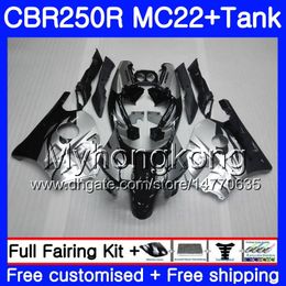 Injection +Tank For HONDA CBR 250RR CBR250RR 90 91 92 93 94 263HM.11 MC22 CBR 250 CBR250 RR Silver black 1990 1991 1992 1993 1994 Fairing