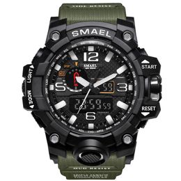 SMAEL 1545 Brand Men Sports Watches Dual Display Analogue Digital LED Electronic Quartz Wristwatches Waterproof Swimming Military Wa226S