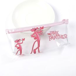 cute travel makeup bags UK - Cute Leopard Pink PVC Makeup Bag Waterproof Cute Clear Transparent Plastic PVC Travel Makeup Cosmetic Toiletry Zip Bag Pouch
