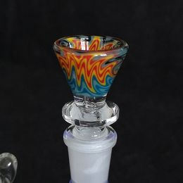 Coloured Heady 14mm Bong Bowls 14mm Male Glass Bowl With Handle Unique Slide For Dry Herb Tobacco Wax Smoking Accessories Water Pipe Bowls