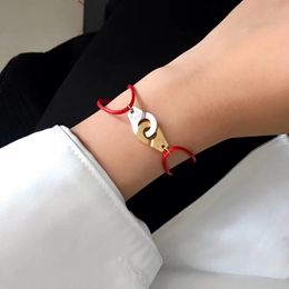 Fashion-bracelet with handcuffs connect pendant and rope for women and man Jewellery gift PS7259