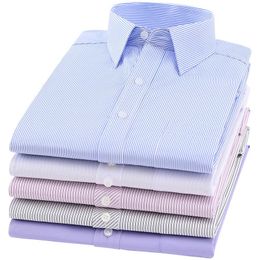 New Man Business Work Shirts Fashion Long Sleeve Slim Fit Men Stripe Dress Shirt 3XL High Quality Solid Male Clothing Fit