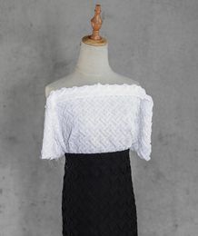-70 * 55 cm Preto branco plissado tecido chiffon textura geométrica roupas têxteis para o lar tecido diy vestido de noiva gaze tecido tweed partido A442