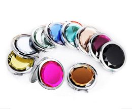 7cm folding makeup mirror compact mirror with crystal, metal pocket for wedding gift cosmetic DHL free