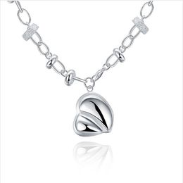 Hot Plated sterling silver necklace 18 inches Big Peach Heart Necklace DHSN055 ;Brand new 925 silver plate Pendant Necklaces Jewellery