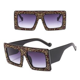 Full Rhinestones Large Square Sunglasses Fashion Catwalk Ladies Designer Sun Glasses Good Quality 8 Colours Wholesale