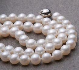 Women's gift Jewellery 17 inch 10.5-11MM natural white sea cultivated round pearl necklace large silver