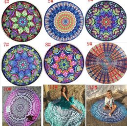 .Round Mandala Beach Towels Printed Tapestry Hippy Boho Tablecloth Bohemian Beach Towel Serviette Covers Beach Shawl Wrap Yoga Mat DHL Free