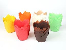 The latest spot heat-resistant muffin cake baking paper cup flame cup solid color oil-proof paper tulip paper cup