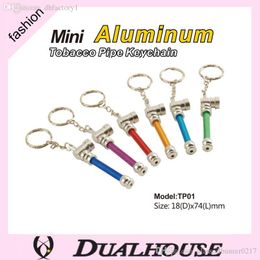 Wholesale cheap portable colorful Creative Smoking Accessories Mini Smoke Tube Metal Tube Smoking Pipe Aluminum Tobacco Keychain tube