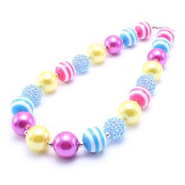 Fashion Kids Beads Necklace Children Girls Chunky Bubblegum Necklace Cute Handmade Beaded Chunky Jewellery For Baby Gifts,