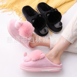 home interiors wholesale Canada - Factory direct 2019 models cotton slippers winter heavy-bottomed female cartoon home interior warm plush slippers slip