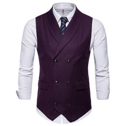 Customised Spring And Autumn New Gentlemen Pure Colour Double-Breasted Man Armour Men British Western Armour Large Size Vest Coat