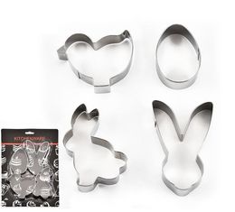 rabbit cookie cutter NZ - 4pcs set Mini Stainless Steel Easter Bunny Cookie Cutters 3D Cake Cookie Mold Fondant Cutter DIY Baking Tools SN4116
