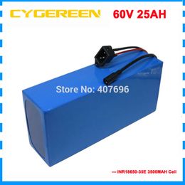 2500W 60V 25AH Lithium battery 60V 24.5AH Electric bicycle battery pack use samsung 3500mah 18650 cell 50A BMS With Charger