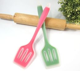 Silicone Slotted Turner Spatula Slotted Egg Turner Heat Resistant Non Stick Large Soup Spoon Half See Through 20pcs