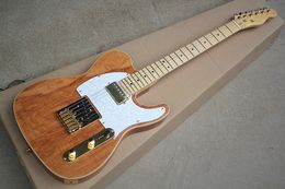 Wholesale Custom Natural wood electric guitar with White pickguard,Mahogany Body,Golden hardwares, offers Personalised services.