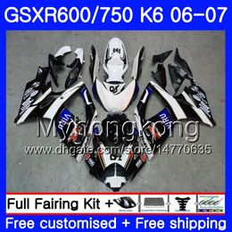 Body For SUZUKI GSXR 750 600 GSX R600 R750 GSXR750 06 07 296HM.4 GSX-R600 06 07 New blue blk hot GSXR-750 K6 GSXR600 2006 2007 Fairings kit