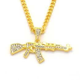 Alloy AK47 collana pendente con la pistola con strass con strass con hip hop miami catena cubana oro argento colore uomini donne gioielli DHL DHL