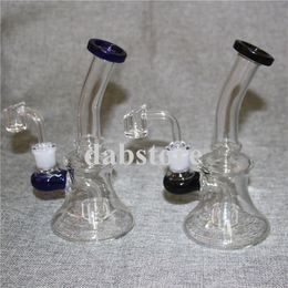 7.4 inchs Mini Bong Water Pipes Hookah Glass Bubbler dab recycler Oil Rigs unique bongs With 14mm Quartz banger Bowls