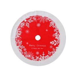 Christmas Tree Skirt 48"/122cm Circular Red and White Snowflake Printing Holiday Party Tree Decoration Fur Carpet Xmas Tree Skirts JK1910