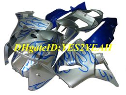 Motorcycle Fairing kit for HONDA CBR600RR 05 06 CBR 600RR CBR 600 RR F5 2005 2006 ABS Blue flames silver Fairings set+gifts HQ45