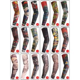 Unisex Elastic Nylon Temporary Fake Tattoo Sleeves Women Men Outdoor Sport Arm Protection Stockings 3D Art Designs